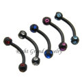 Black PVD Anodized Crystal Eyebrow Piercing Jewelry